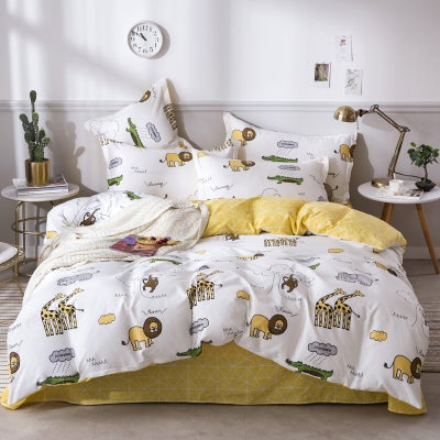 Buy 4-Piece Printed Single Size Bedding Set Polyester Multicolour in Saudi Arabia