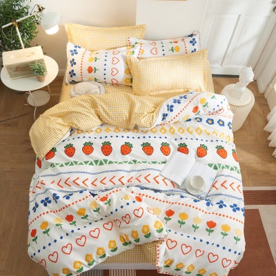 Buy 4-Piece Fashion Designed Bedding Set Polyester Multicolour 150x200cm in Saudi Arabia