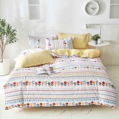 Buy 4-Piece Single Size Active Printed Bedding Set Polyester Multicolour in Saudi Arabia