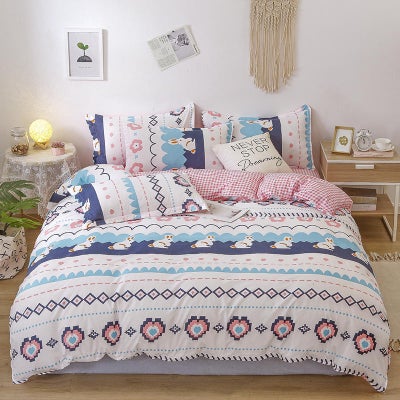 Buy 4-Piece Natural Element Printed Double Size Bedding Set Polyester Multicolour in Saudi Arabia