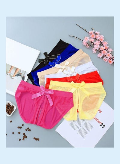 Buy Women Panties Bowknot Open Crotch Briefs Solid Colour Underwear Sleepwear Gift Yellow in Saudi Arabia