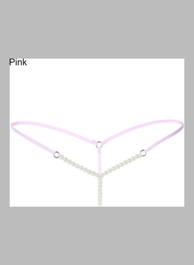 Buy Lady Crotchless Faux Pearls G-string Briefs Underwear Underpants Pink in Saudi Arabia