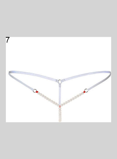 Buy Women Faux Pearl Massage Underwear Briefs Thongs G-String Knickers White in Saudi Arabia