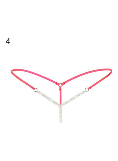 Buy Women Faux Pearl String Massage  Underwear Briefs Thongs G-String Knickers Red in Saudi Arabia