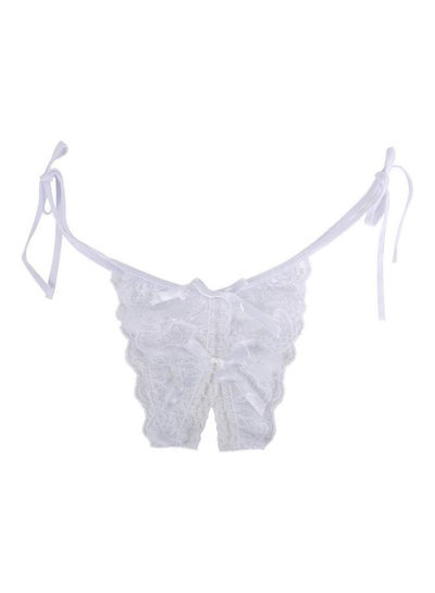 Buy Women Lace Crotchless See Through Low Rise G-String Thong Briefs Underwear White in Saudi Arabia