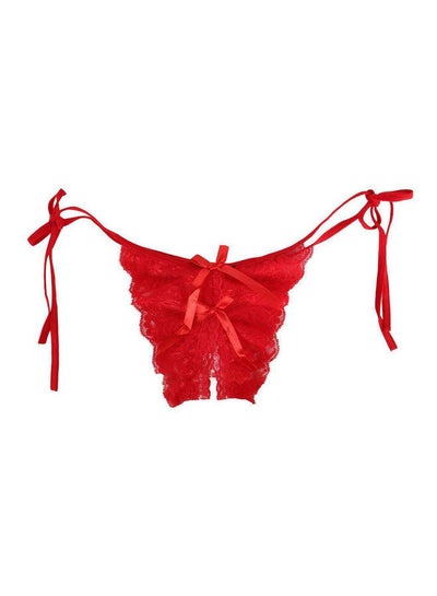 Buy Women Lace Crotchless See Through Low Rise G-String Thong Briefs Underwear Red in Saudi Arabia