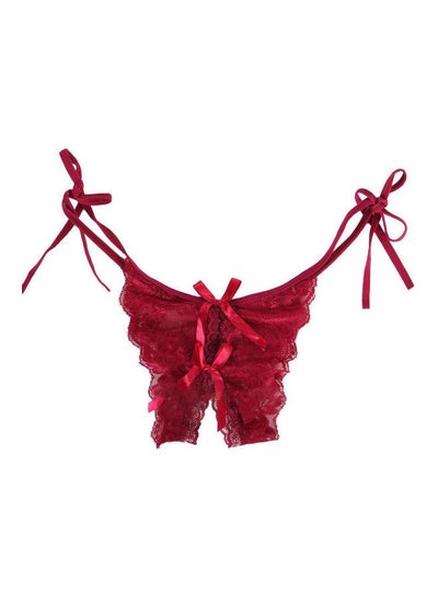 Women Lace Crotchless See Through Low Rise G-String Thong Briefs