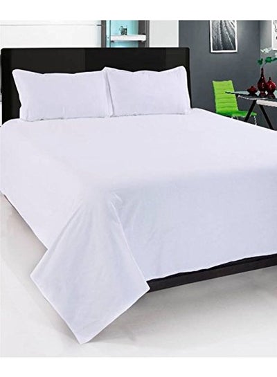 Buy Flat Bed Sheet Cotton White 220x280cm in UAE