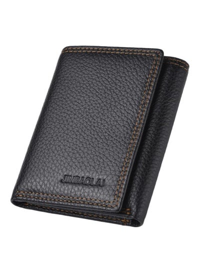 Buy Men's Tri-Fold Leather Wallet Black in UAE