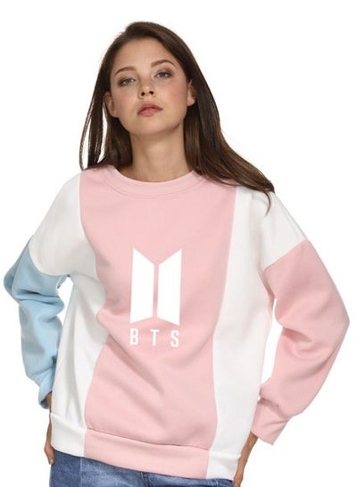 Buy BTS Printed Oversize Pullover Pink/White/Blue in Saudi Arabia