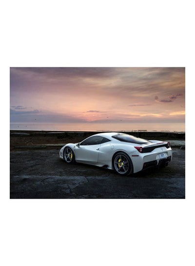 Buy Ferrari Printed Self Adhesive Wall Sticker White/Black/Orange 60x45cm in Egypt