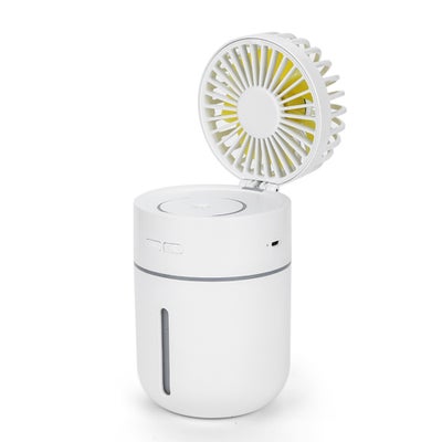 Buy 2 in 1 USB Spray Humidifier With Potable Fan White 16.5cm in Saudi Arabia