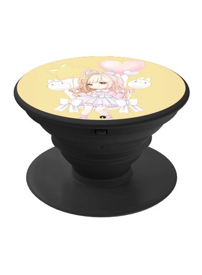 Buy Anime Printed Pop Socket Phone Holder Black in UAE