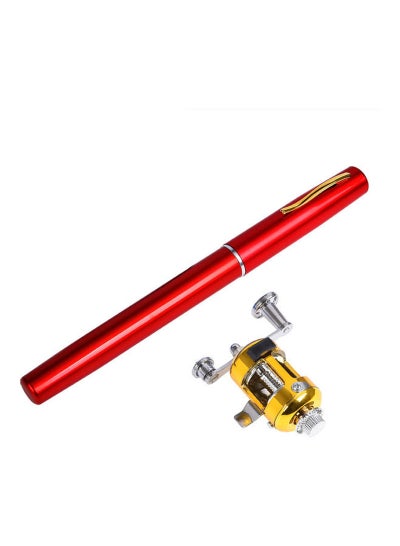 Mini Portable Pocket Pen Telescopic Fishing Rod Kit - Red