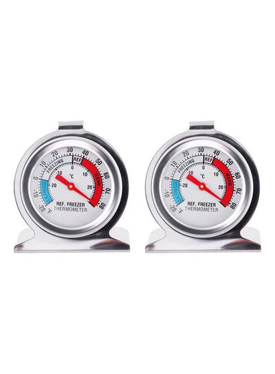 Buy 2-Piece Stainless Steel Refrigerator Thermometer Set Silver 7.5x6.3x7cm in Saudi Arabia