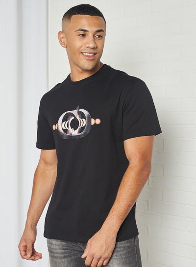 Buy Graphics Print Short Sleeve T-Shirt Black in UAE