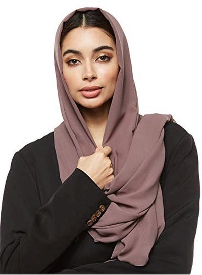 Buy Solid Chiffon Hijab Shailah Rosey Brown in UAE