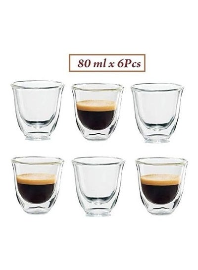 Buy 6-Piece Double Wall Turkish Espresso Coffee Cup Set Clear in UAE