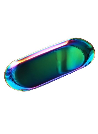 Buy Nordic Style Gold Plating Oval Stainless Steel Metal Tray Storage Hotel Serving Tray For Home Decor Multicolour in UAE