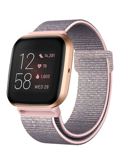 Buy Replacement Band For Fitbit Versa Grey/Pink in Saudi Arabia