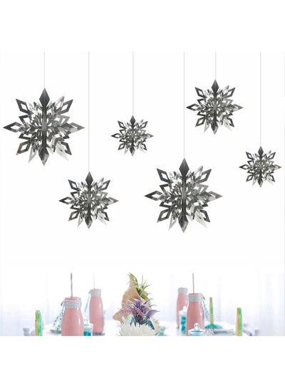 Buy 3D Snowflake Hanging Decor With String 12cm/17cm/22cm(2PCS for Each Size) Silver 22.00 x 1.00 x 21.00cm in Saudi Arabia