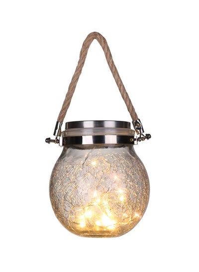 Buy Outdoor Solar Hanging Light Crack Glass Jar Lamp Warm Light Transparent 5.5inch in UAE