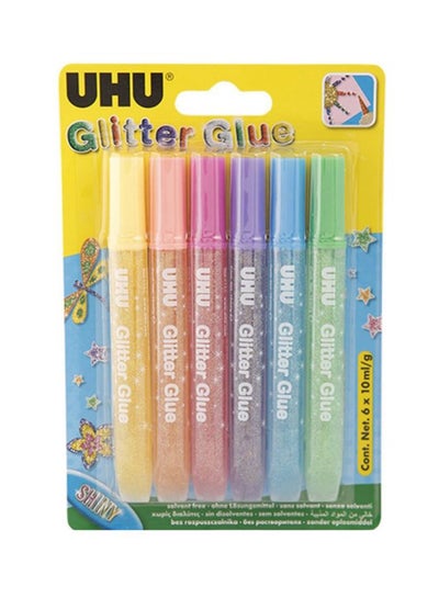 Buy Pack Of 6 Shiny Yc Glitter Glue Pink/Blue/Yellow in UAE