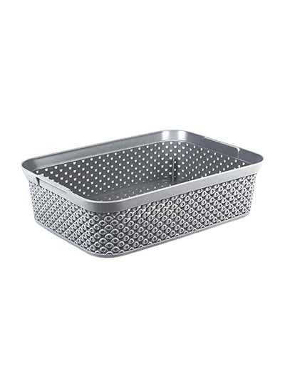 Buy Diamond Design Flat Basket Small-Size Cool Grey 17.5 x 24.5 x 6.5cm in UAE