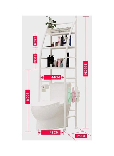 Buy Metal Toilet Space Saver Shelf White 166cm in UAE