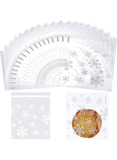 Buy 200-Piece Snowflake Cookie Candy Bags Set Clear 5.5 x 5.5inch in UAE