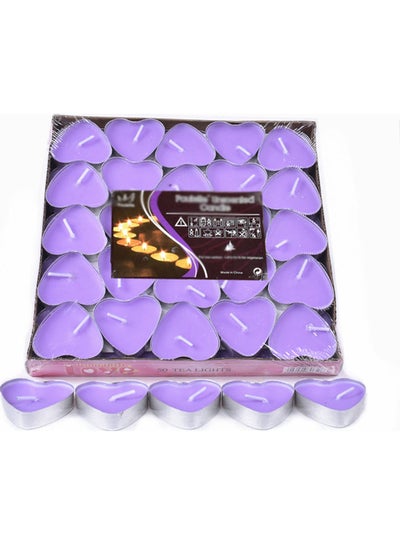 Buy 50 Pack Of  2-Hour Burn Duration Smokeless Tealights Candle Set Purple 15.00*2.00*15.00cm in Egypt