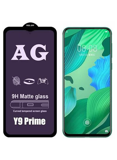 Buy AG Full Protection Anti Fingerprint Matte Glass Screen Protector For Huawei Y9 Prime Black/Blue in UAE