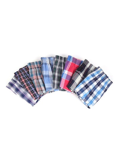 اشتري Summer Men Plaid Print Elastic Waistband Loose Boxers Beach Home Short Pants Random في السعودية