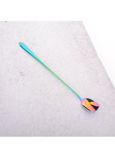 Buy 1-Piece Square Head Long Handel Spoon Multicolour 20cm in UAE