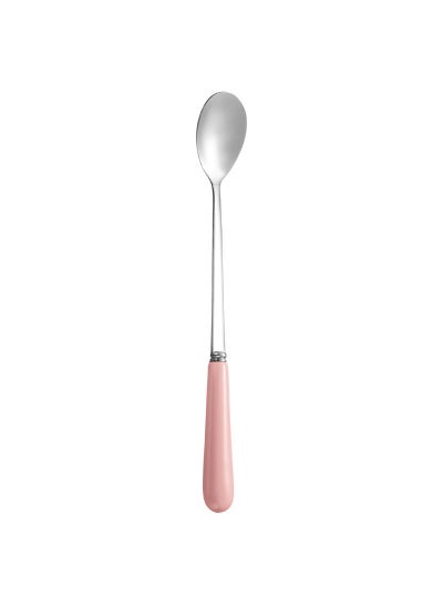 Buy 1-Piece Cute Long Handle Spoon Pink 17.3cm in UAE