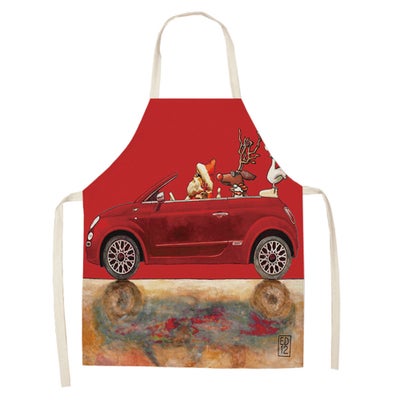 Buy Printed Cartoon Household Apron Multicolour 38x47cm in UAE