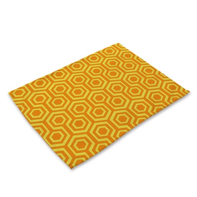 Buy Geometric Abstract Pattern Painted Home Kitchen Table Mat Multicolour 32x42cm in UAE