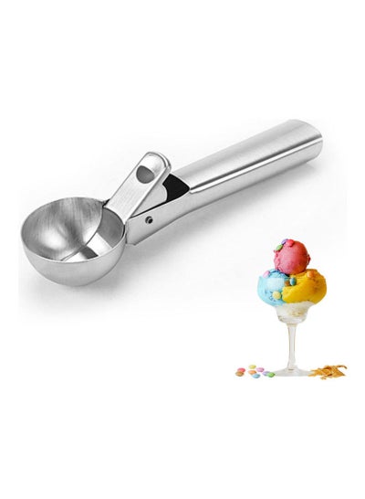 Buy Stainless Steel Ice Cream Scoop With Trigger Release Silver 18.5x4.5x4.5cm in UAE