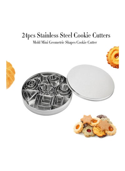 Buy 24-Piece  Stainless Steel Cookie Cutters Mold Set Silver 12.5x2.5x12.5cm in UAE