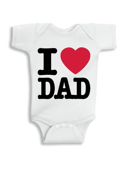 Buy I Love Dad Printed Onesie White/Red/Black in UAE