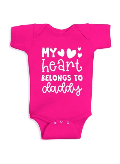 Buy My Heart Belongs To Daddy Printed Onesie Pink in UAE