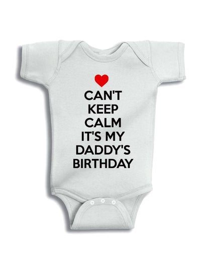 Buy Daddy's Birthday Printed Onesie White/Black/Red in Saudi Arabia