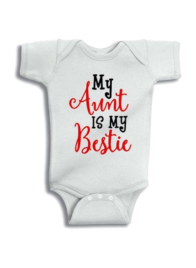 Buy My Aunt Is My Bestie Printed Onesies White/Red/Black in Saudi Arabia