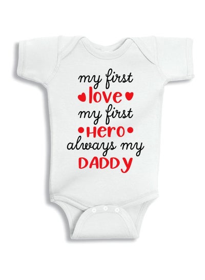 Buy My First Love Daddy Printed Onesie White/Red/Black in Saudi Arabia