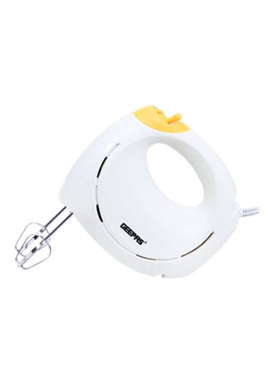 Buy Hand Mixer - Professional Electric Handheld Mixer for Baking - 7 Speed Function, Includes Stainless Steel Beaters & Dough Hooks, Eject Button 150.0 W GHM43012 White/Yellow in UAE