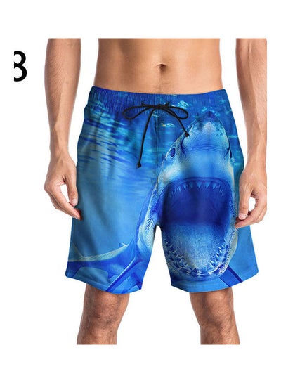 Buy 3D Print Mesh Lining Summer Beach Shorts Blue in Saudi Arabia