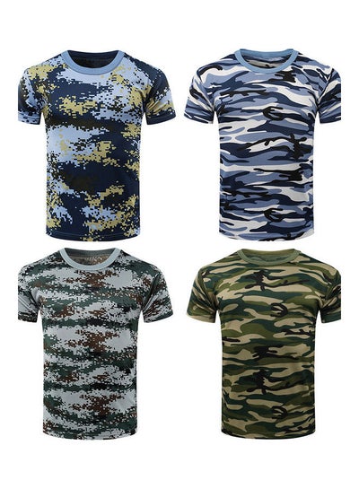 Buy 4-Piece Military Combat T-Shirt Set Multicolour in Saudi Arabia