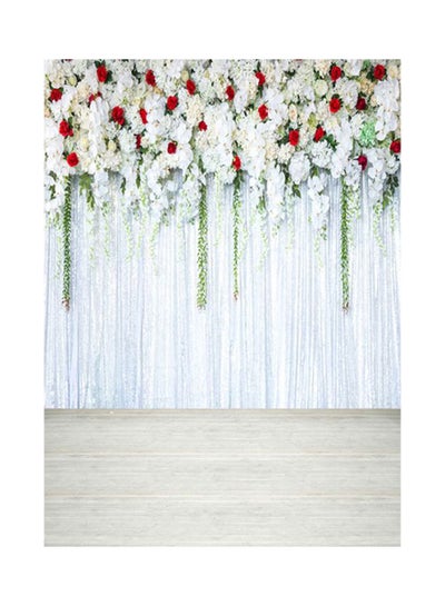 Buy Flower Wall Photography Background White/Red/Green in Saudi Arabia