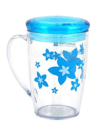 Buy Acrylic Cup with Lid 350ml -  [RF5656] Clear/Blue 350ml in Saudi Arabia