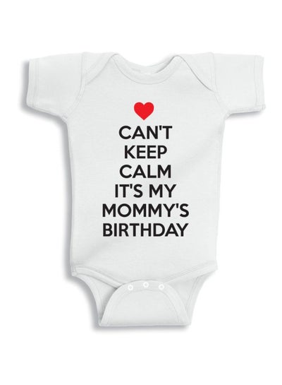 اشتري "لباس من قطعة واحدة مطبوع عليه عبارة "Can't Keep Calm It's My Mommy's Birthday" أبيض/أسود/أحمر في السعودية